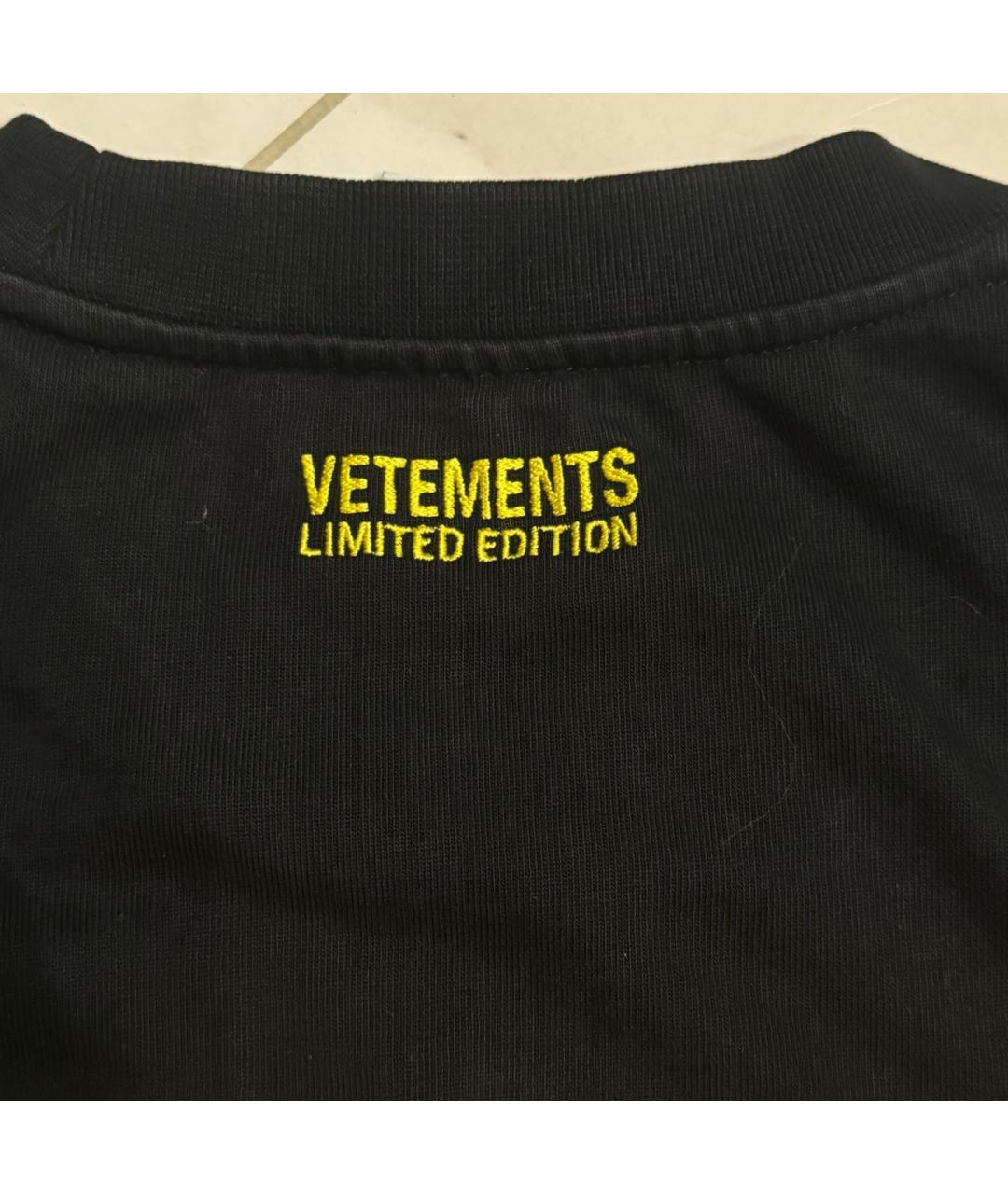 VETEMENTS Черная хлопковая футболка, фото 5