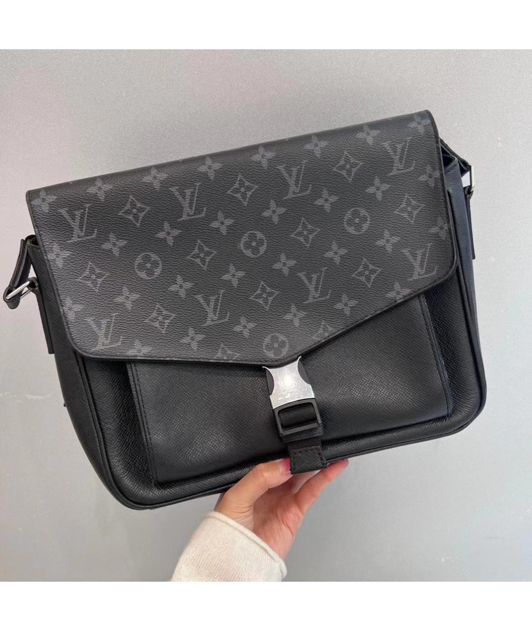 LOUIS VUITTON Черная кожаная сумка на плечо, фото 10