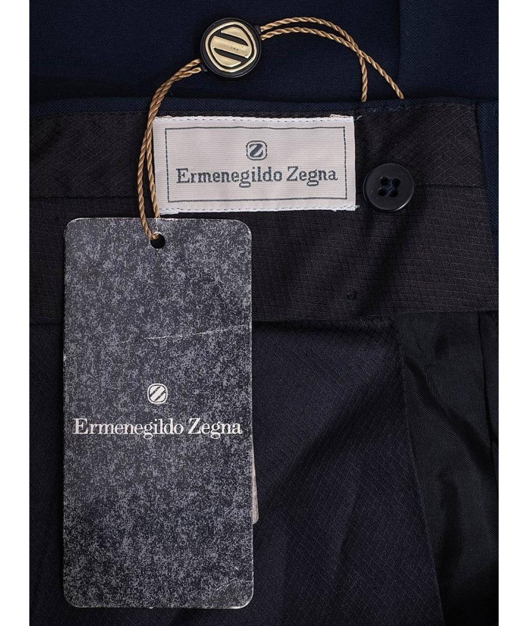 ERMENEGILDO ZEGNA Темно-синие шерстяные классические брюки, фото 3