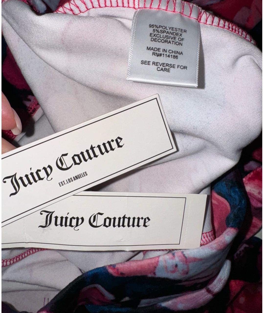 JUICY COUTURE Мульти полиэстеровые прямые брюки, фото 4