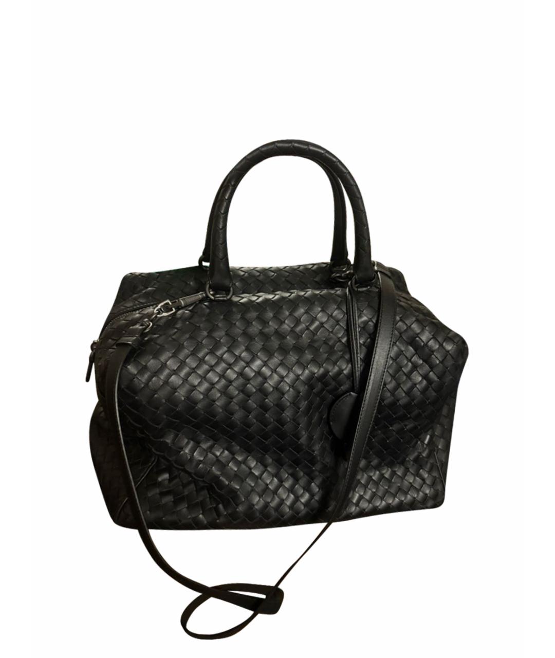 BOTTEGA VENETA Черная кожаная сумка с короткими ручками, фото 1