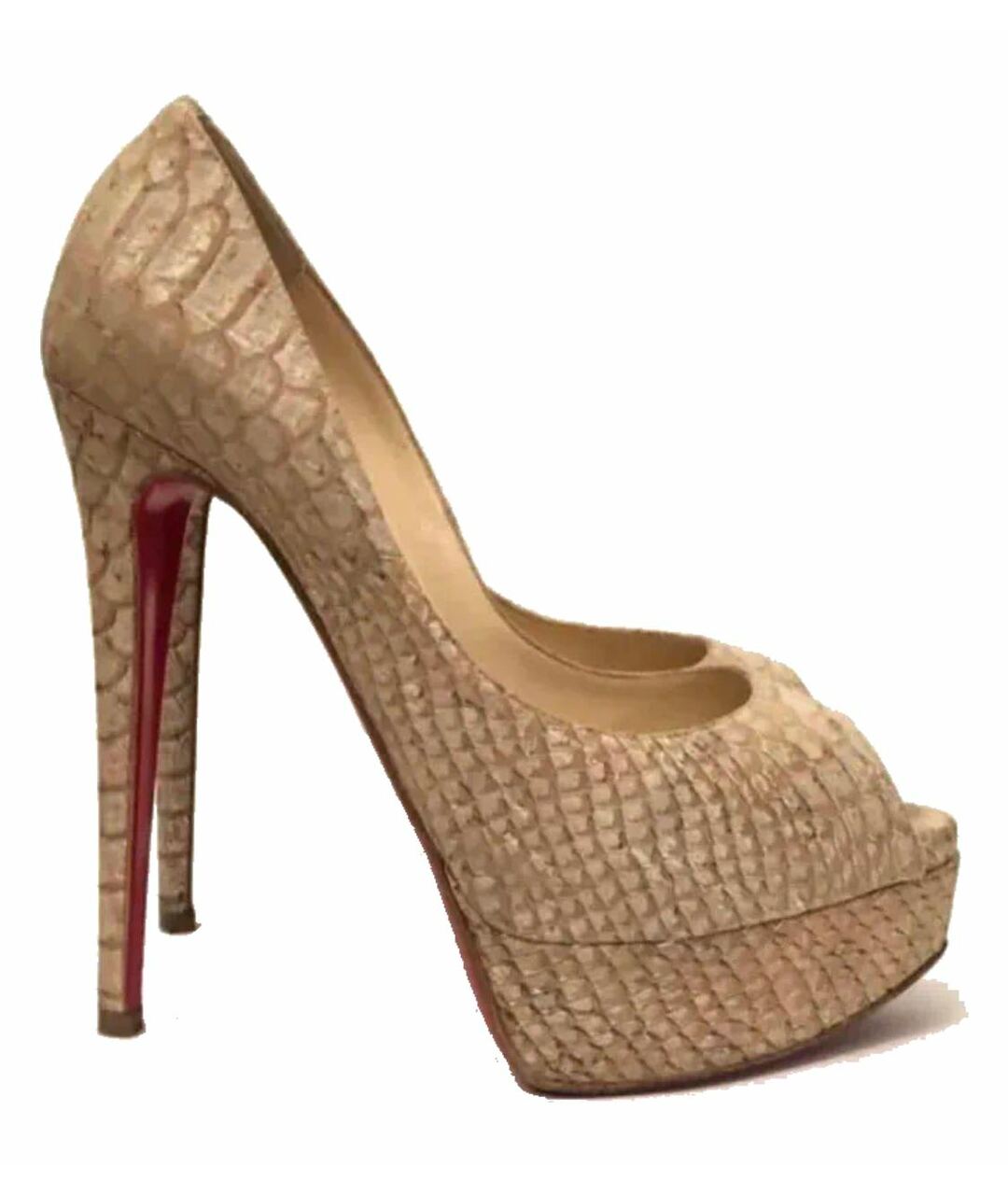 CHRISTIAN LOUBOUTIN Бежевые кожаные туфли, фото 3