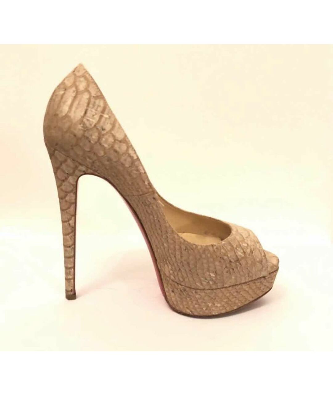 CHRISTIAN LOUBOUTIN Бежевые кожаные туфли, фото 5