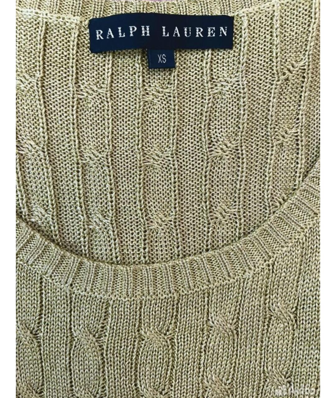 RALPH LAUREN Золотое хлопковое коктейльное платье, фото 3