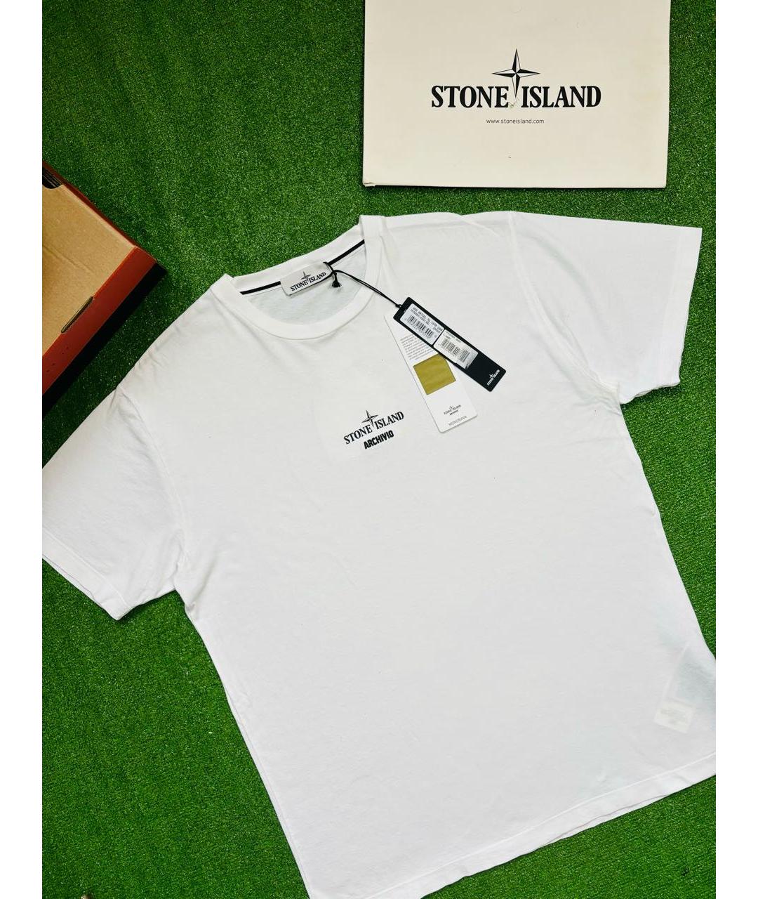 STONE ISLAND Белая хлопковая футболка, фото 6