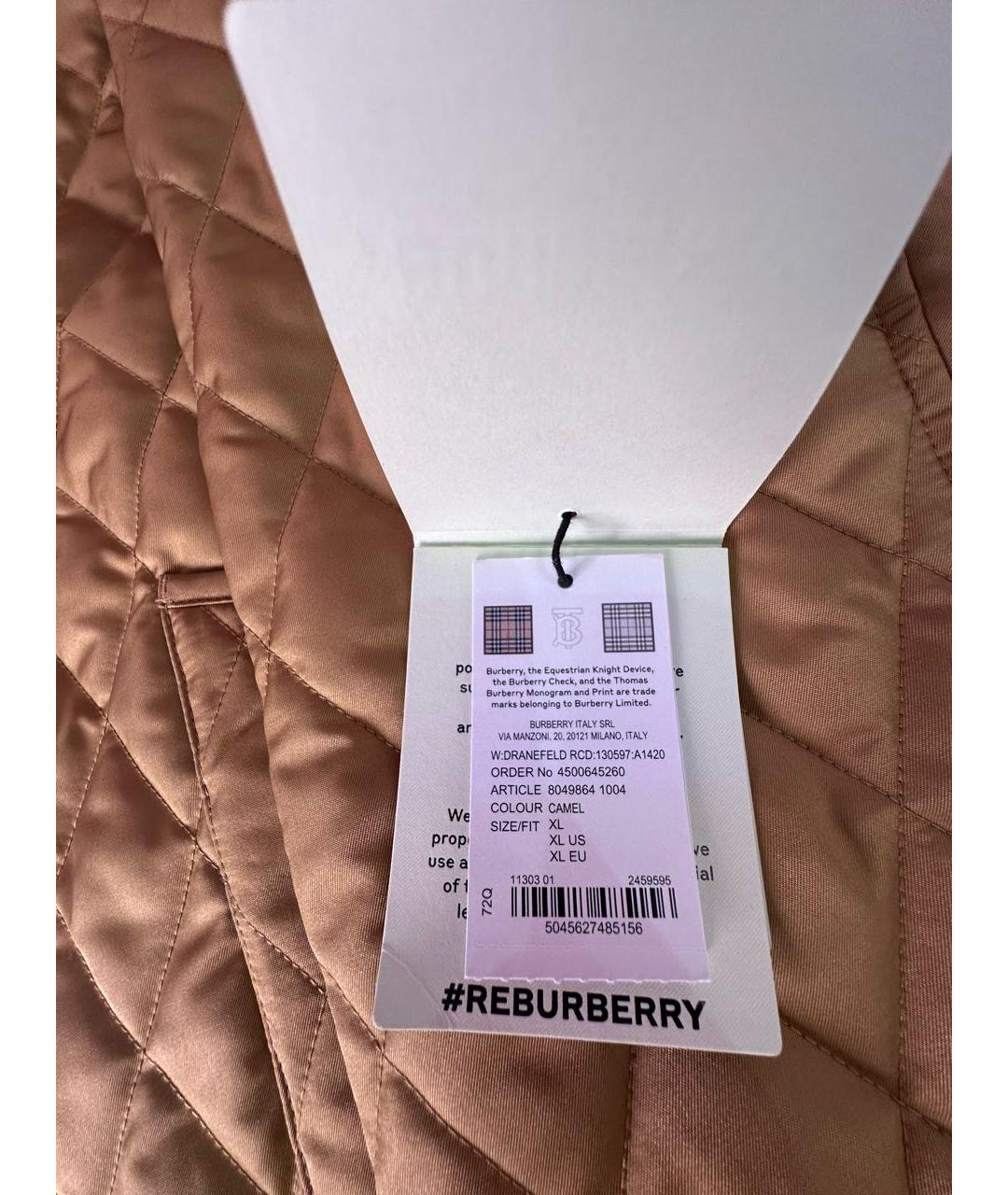 BURBERRY Горчичная полиэстеровая куртка, фото 7