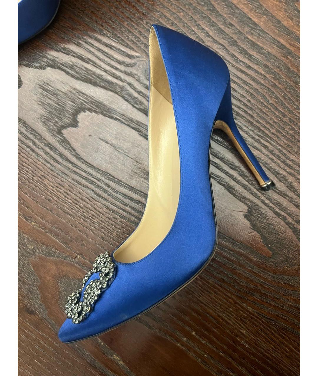 MANOLO BLAHNIK Синие текстильные туфли, фото 7