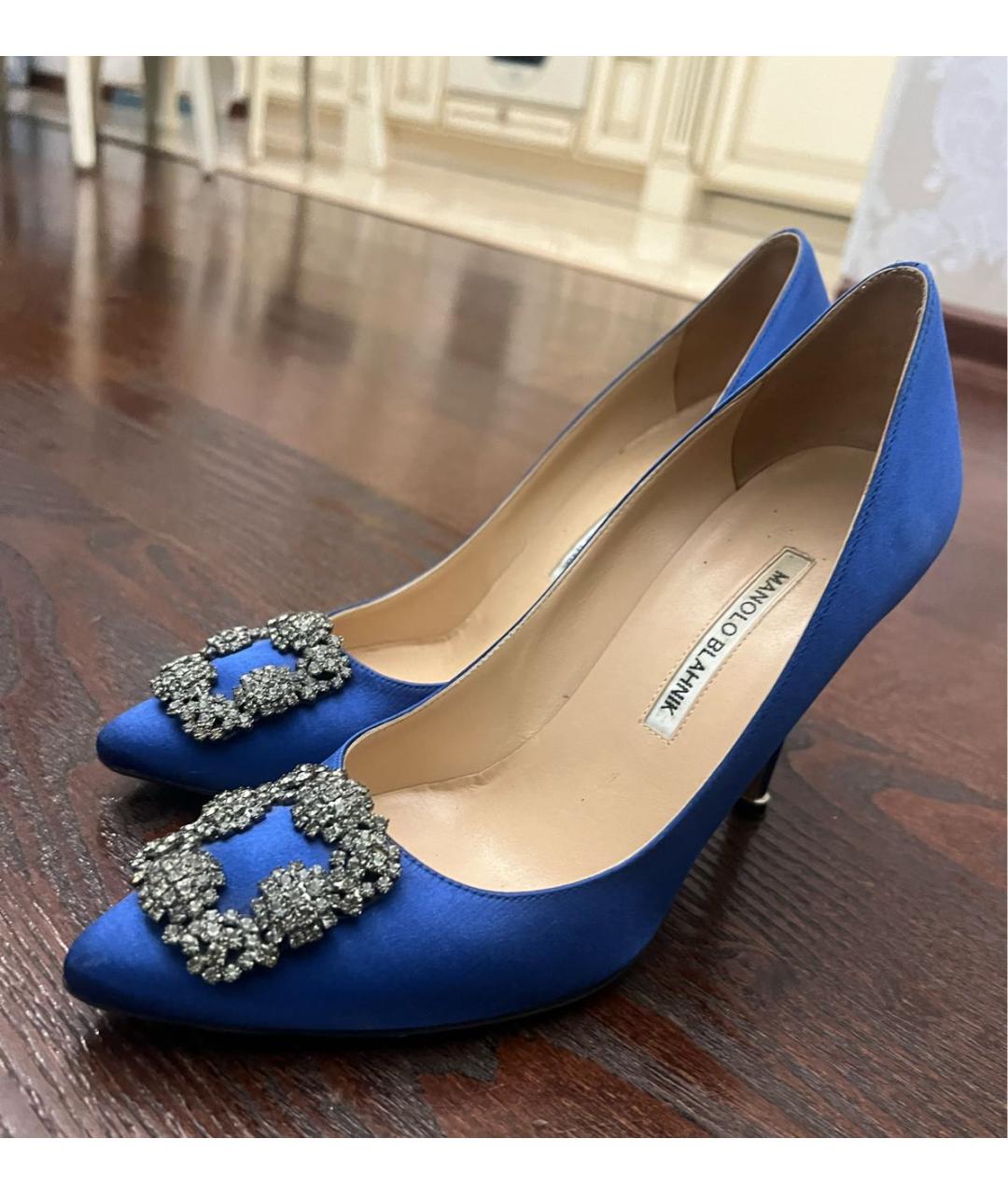 MANOLO BLAHNIK Синие текстильные туфли, фото 6