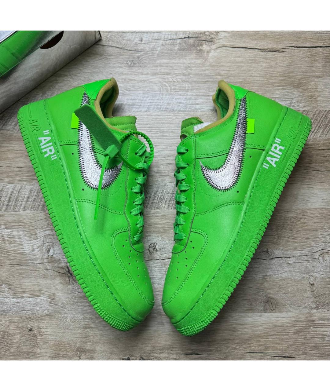 NIKE X OFF-WHITE Зеленые кожаные низкие кроссовки / кеды, фото 10