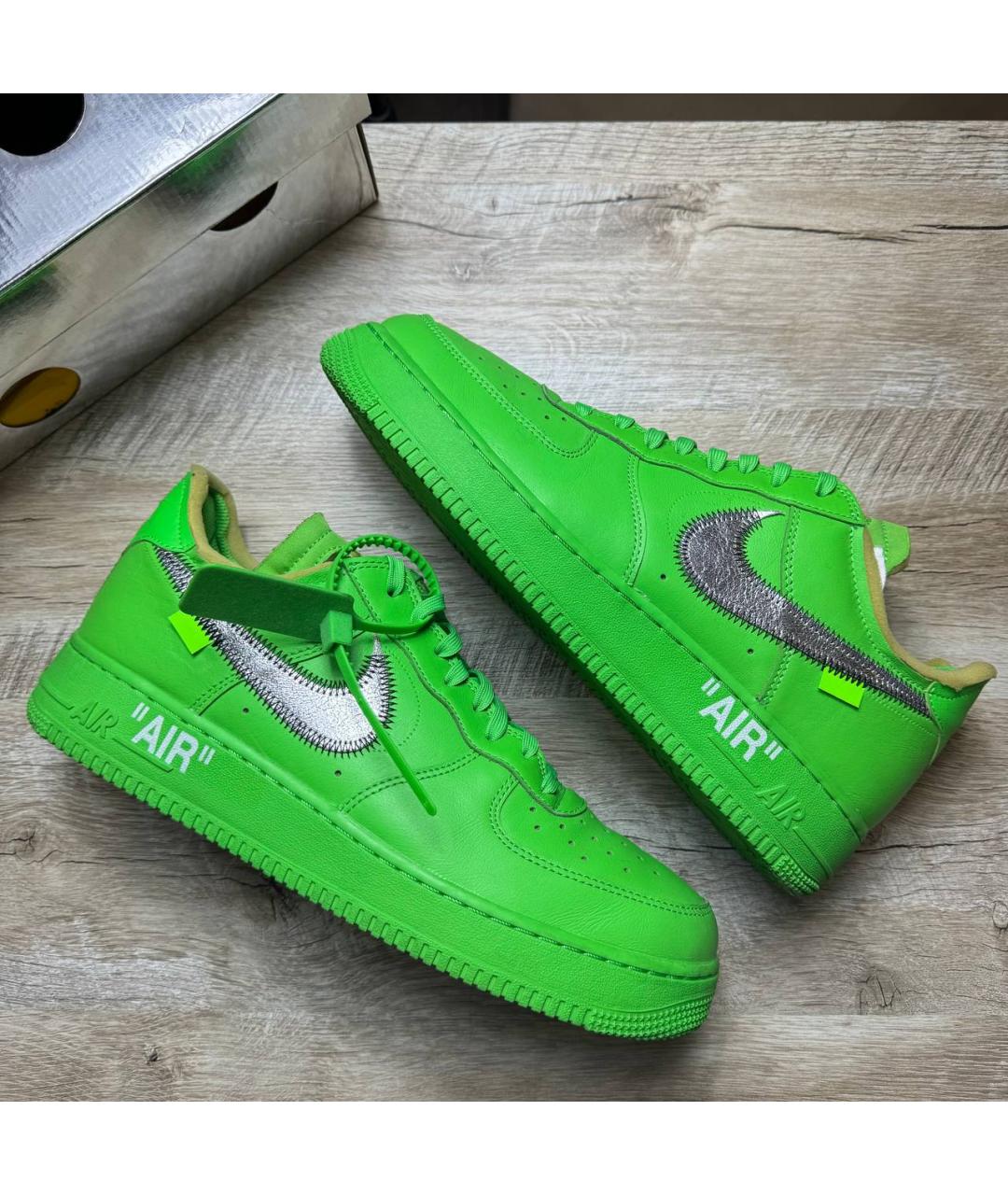 NIKE X OFF-WHITE Зеленые кожаные низкие кроссовки / кеды, фото 8