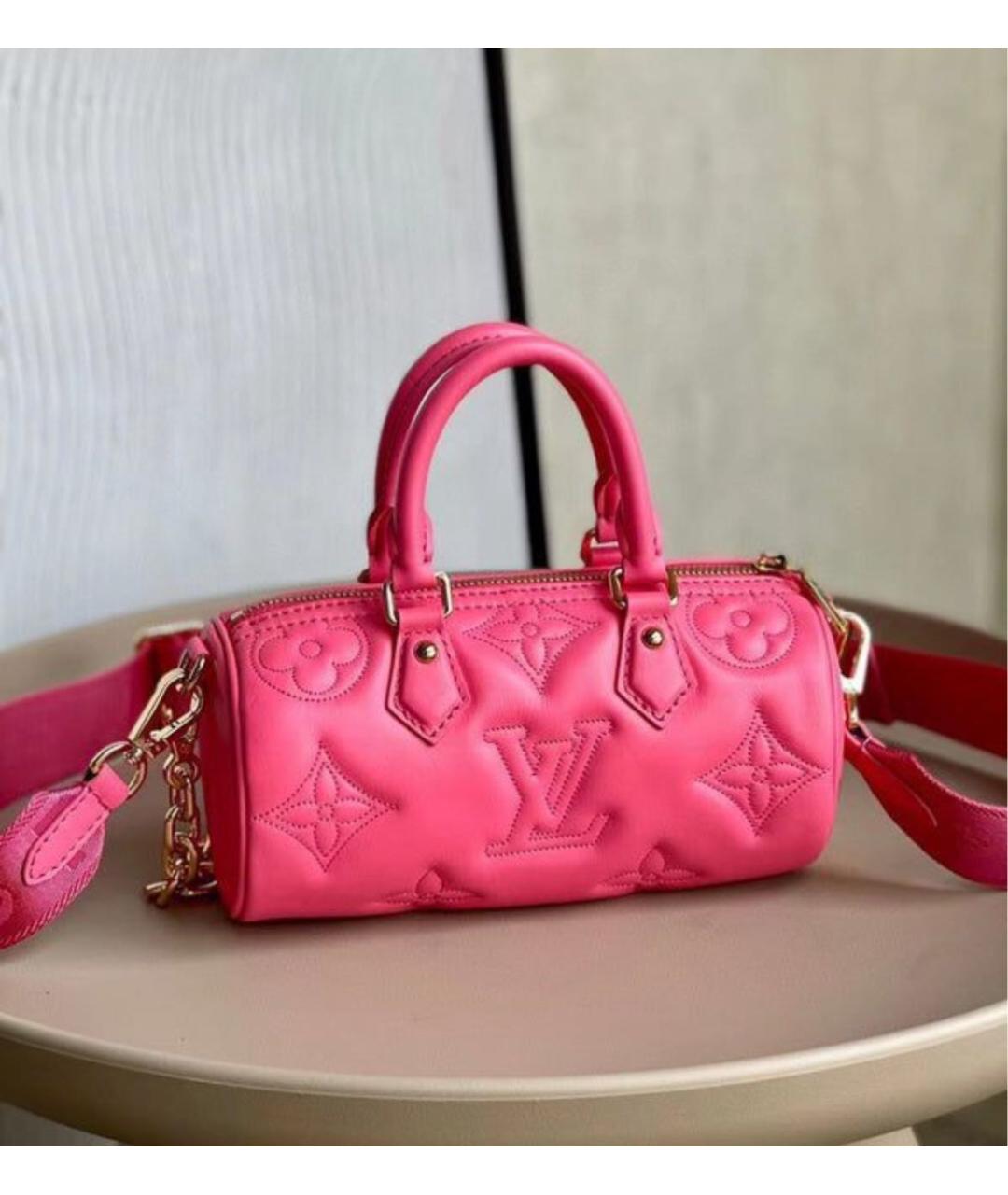 LOUIS VUITTON Розовая кожаная сумка с короткими ручками, фото 9