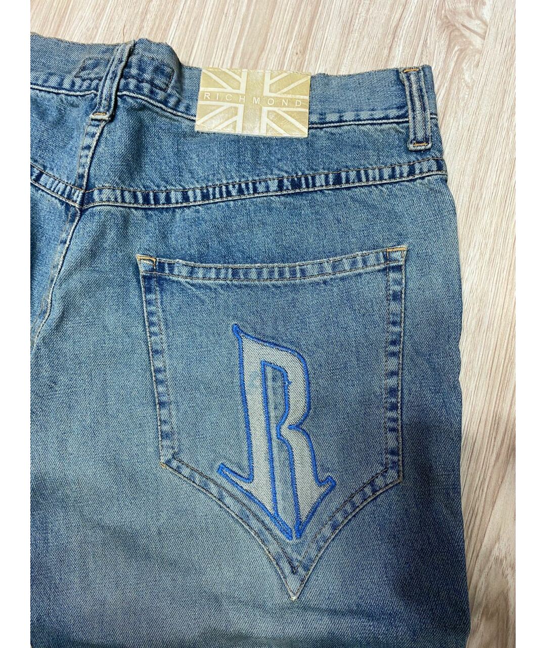 JOHN RICHMOND Синие хлопковые прямые джинсы, фото 4