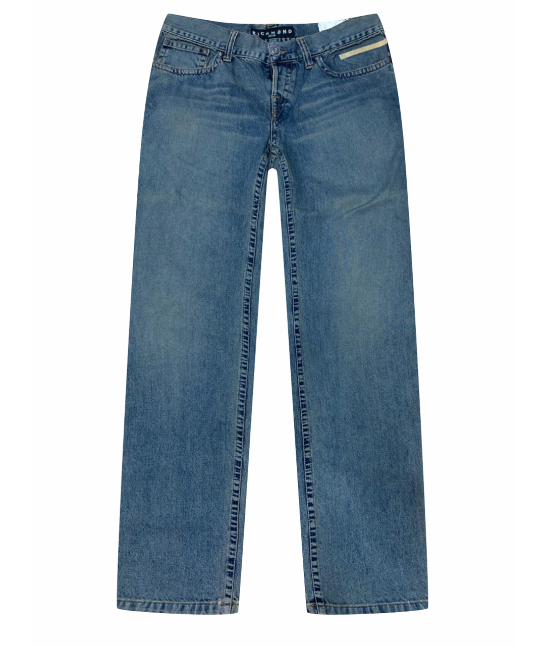 JOHN RICHMOND Синие хлопковые прямые джинсы, фото 1