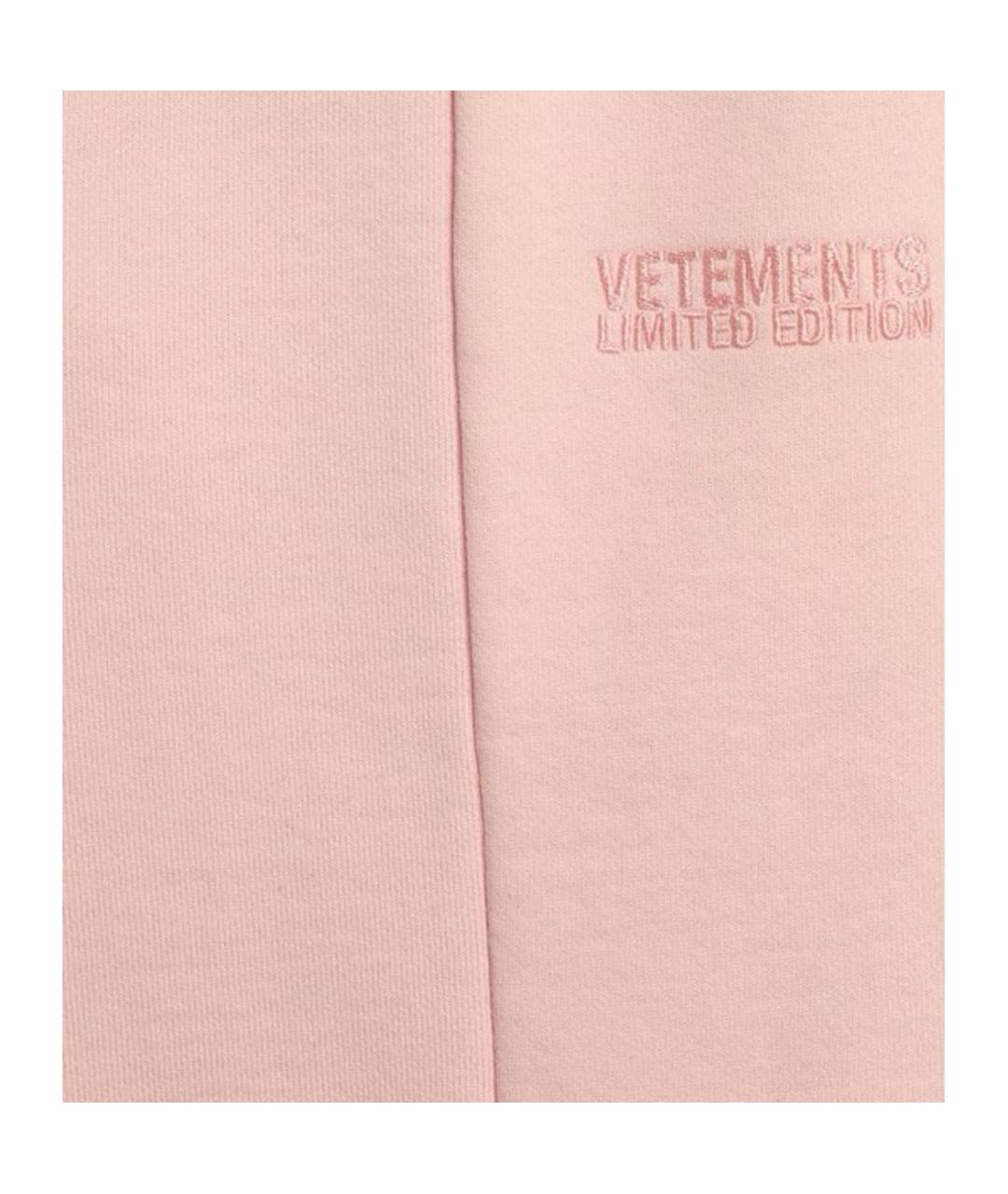 VETEMENTS Розовые хлопковые спортивные брюки и шорты, фото 3