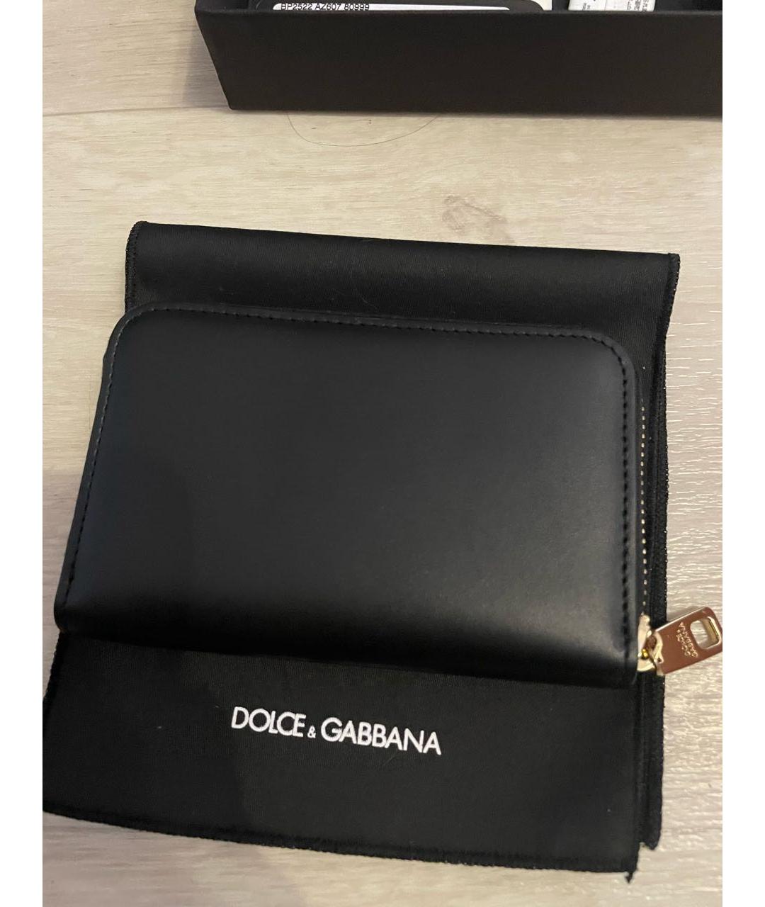 DOLCE&GABBANA Черный кожаный кошелек, фото 3