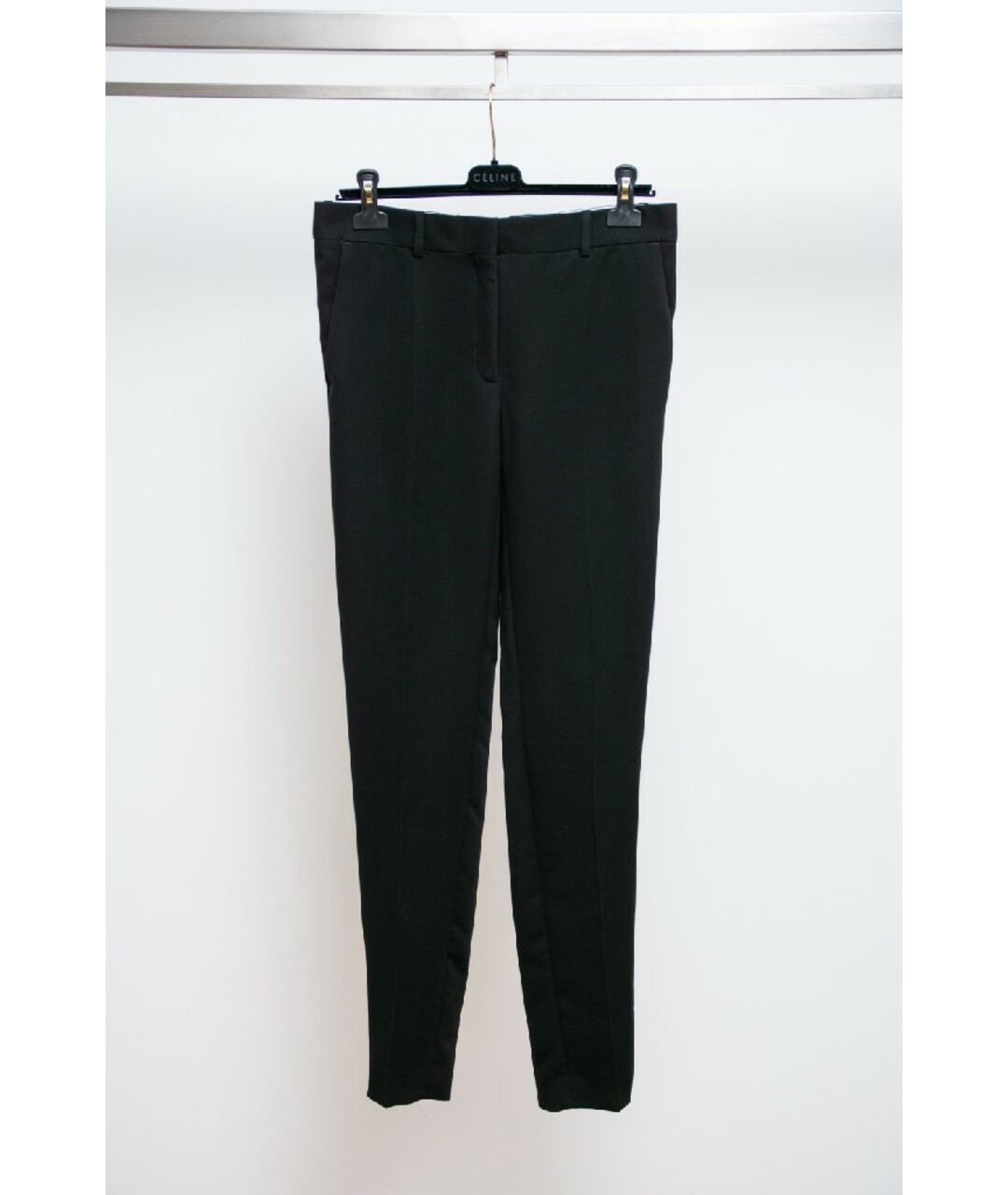 CELINE Черные полиэстеровые брюки узкие, фото 4