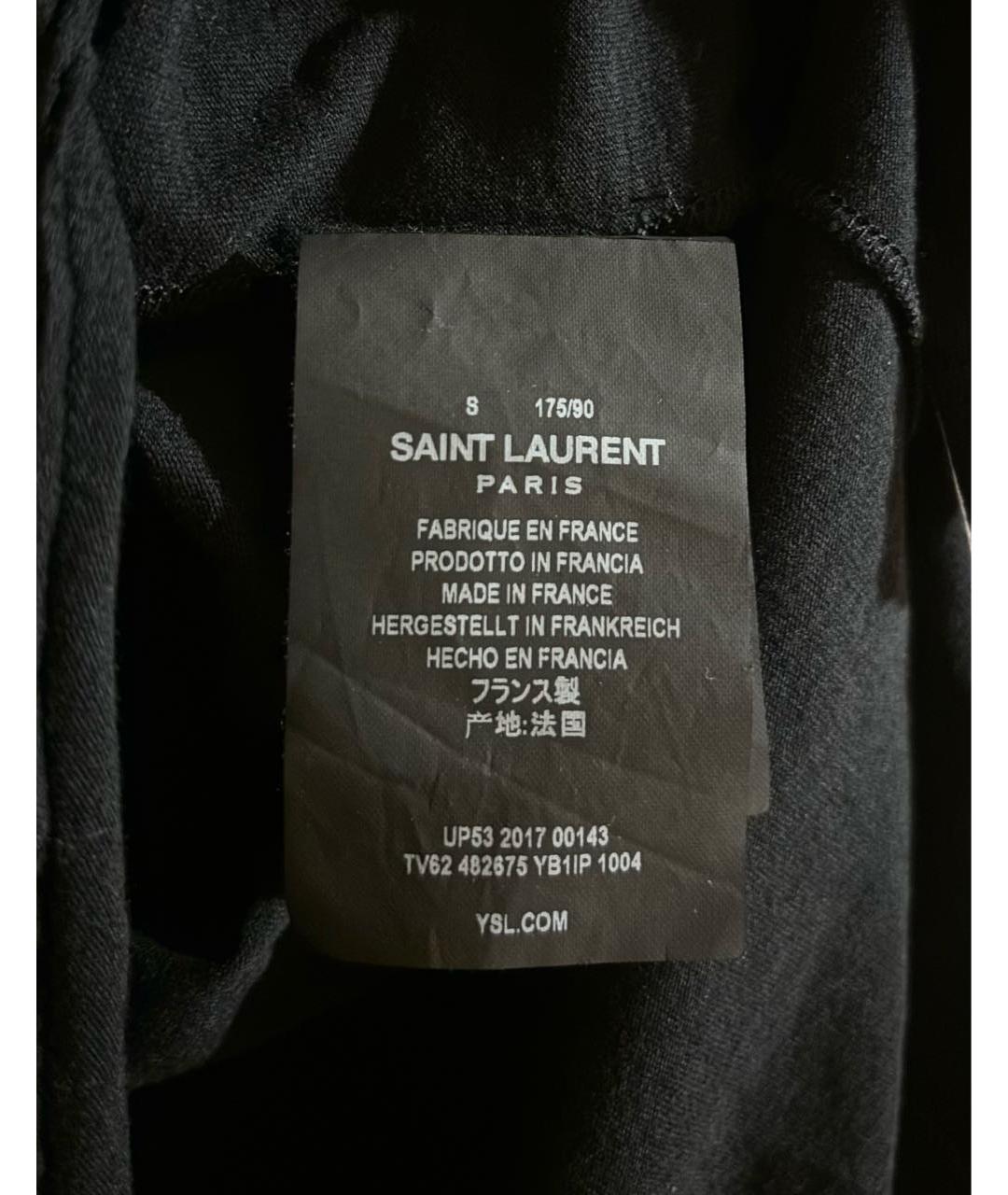 SAINT LAURENT Черная хлопковая футболка, фото 4