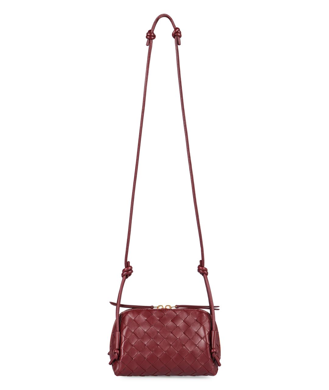 BOTTEGA VENETA Бордовая кожаная сумка через плечо, фото 2
