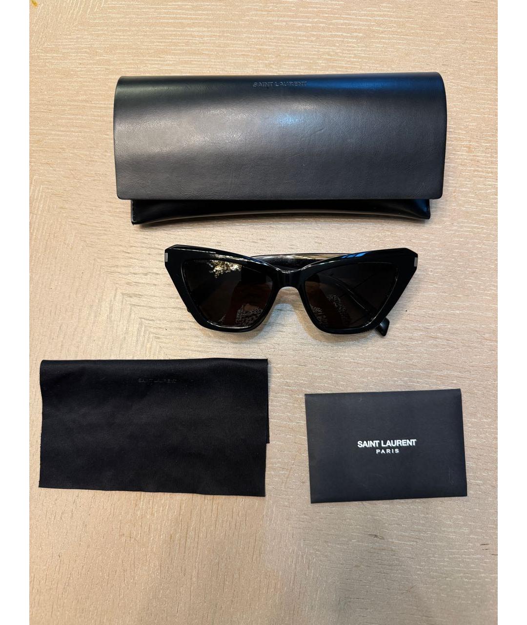 SAINT LAURENT Черные пластиковые солнцезащитные очки, фото 6