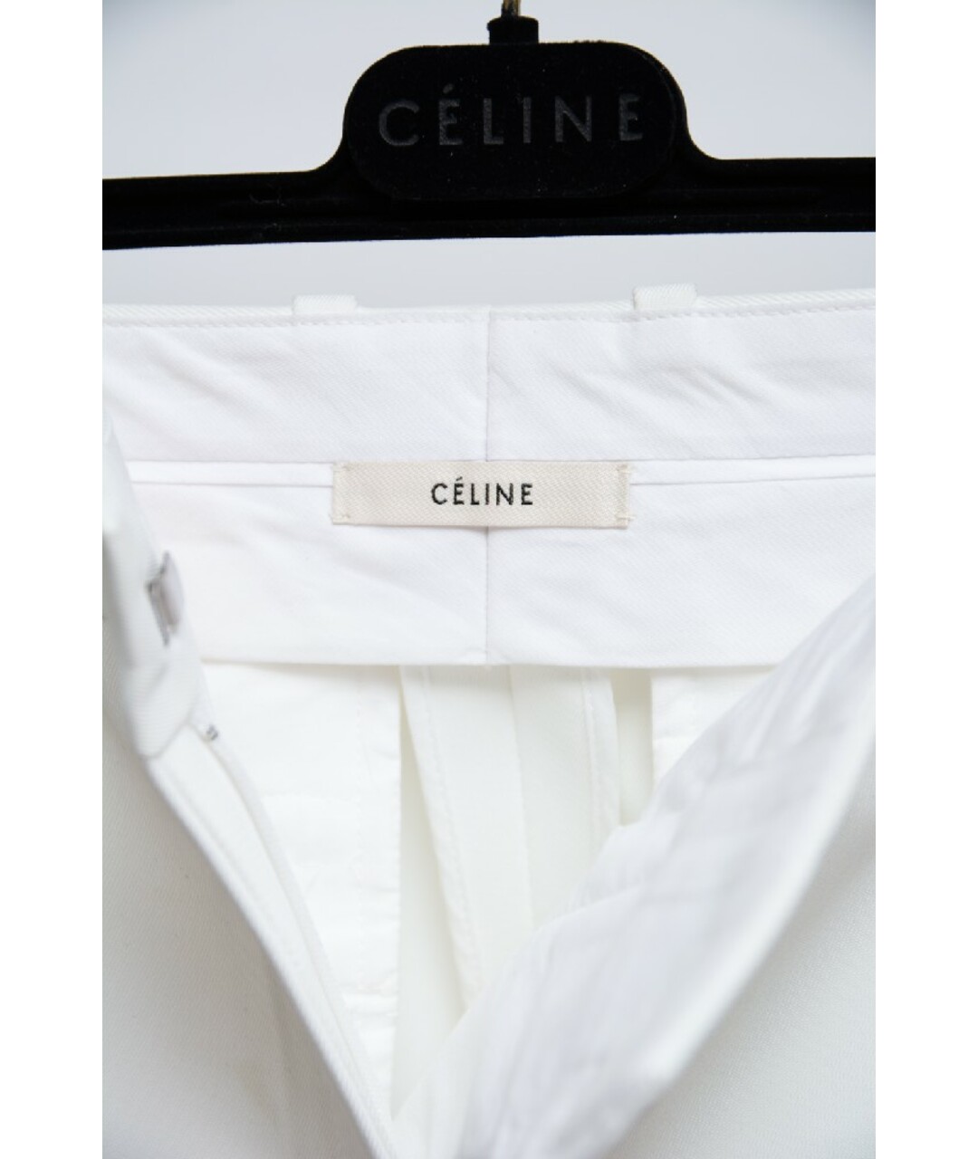 CELINE Белые полиэстеровые брюки узкие, фото 2