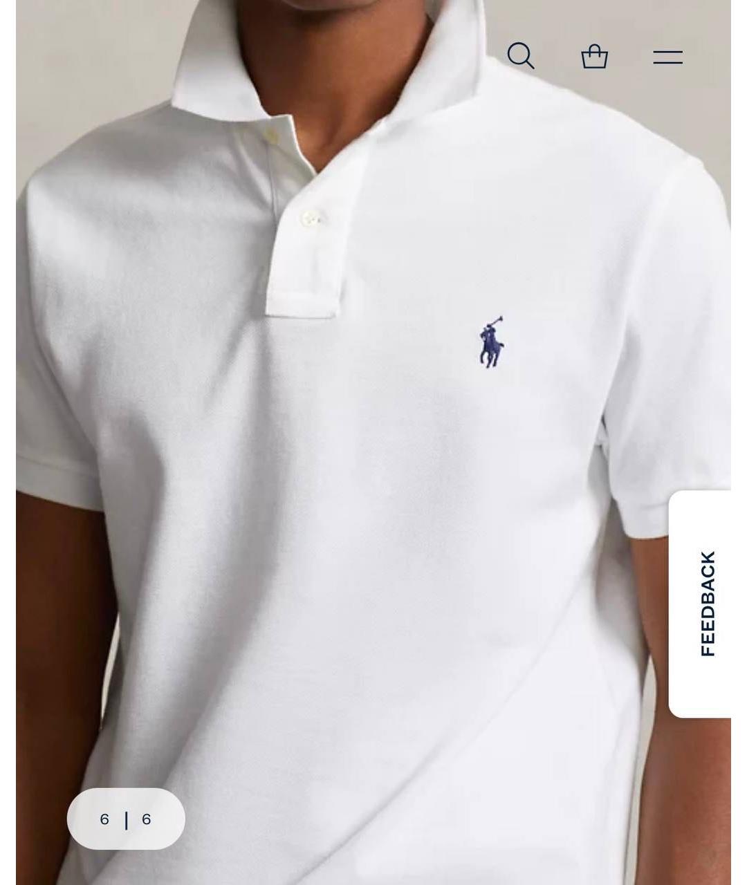 POLO RALPH LAUREN Белое хлопковое поло с коротким рукавом, фото 5