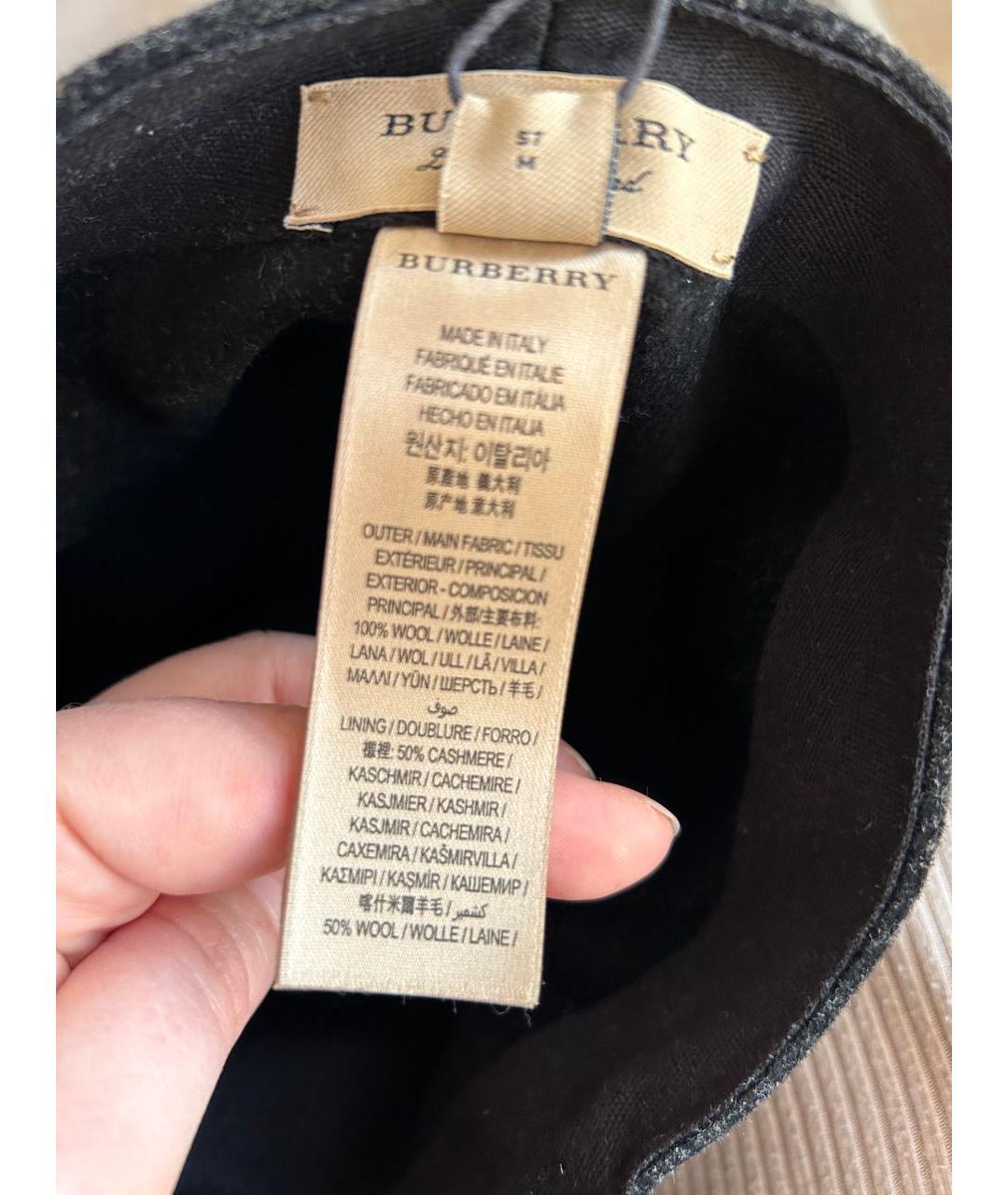 BURBERRY Черная шерстяная кепка, фото 5