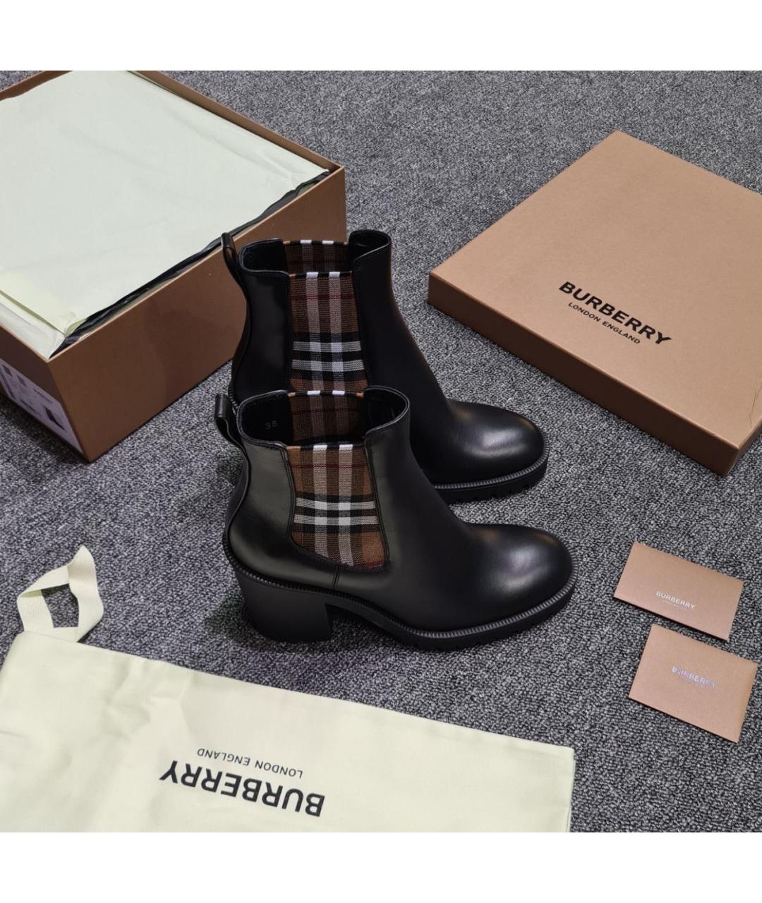 BURBERRY Черные кожаные полусапоги, фото 3