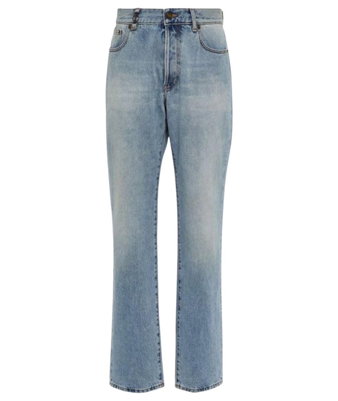 SAINT LAURENT Голубые хлопковые прямые джинсы, фото 1