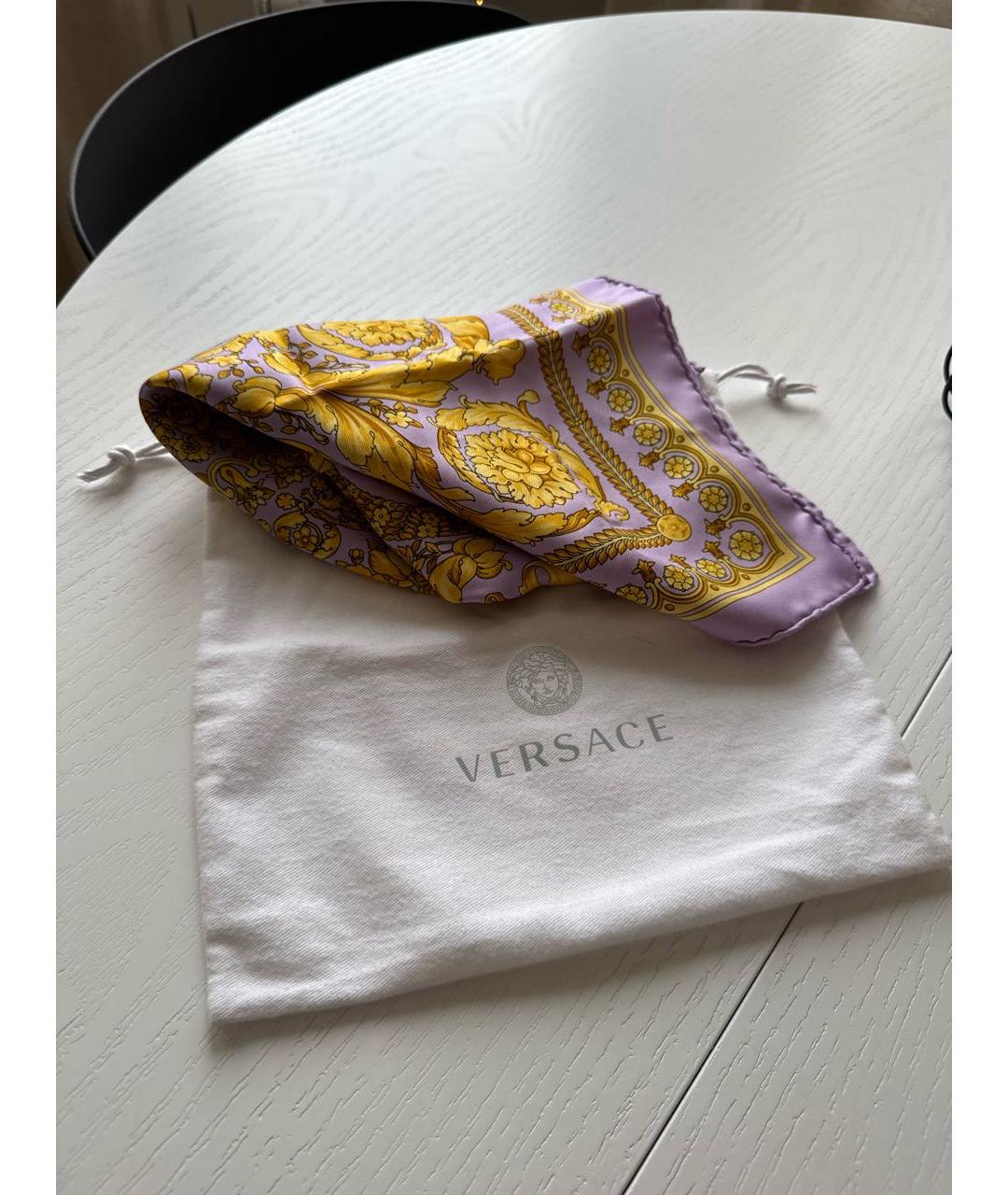 VERSACE Фиолетовый шелковый платок, фото 4