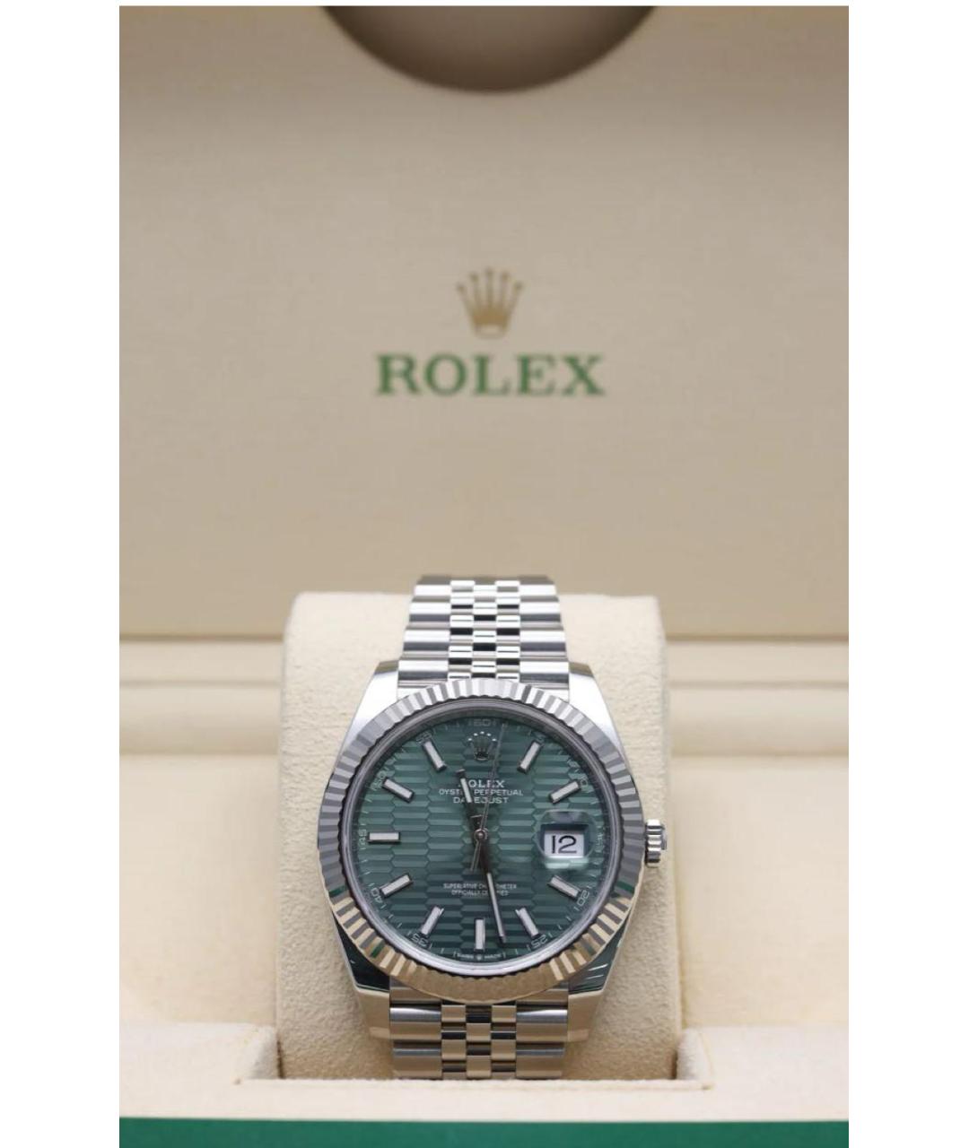 ROLEX Зеленые часы из белого золота, фото 2