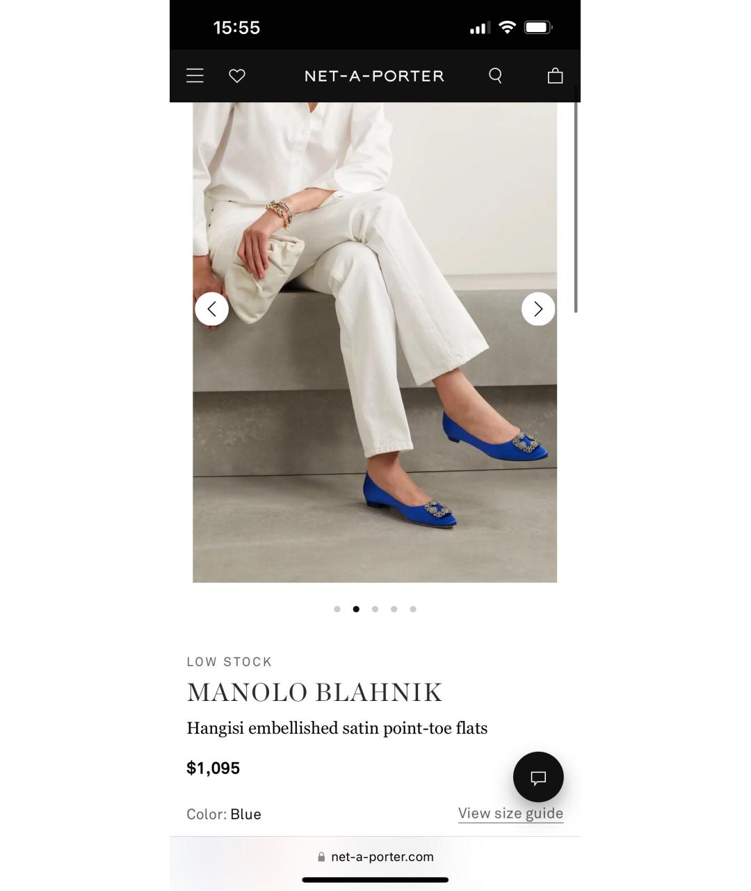 MANOLO BLAHNIK Синие текстильные балетки, фото 8