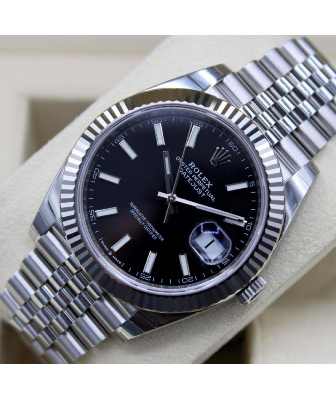 ROLEX Черные часы из белого золота, фото 3