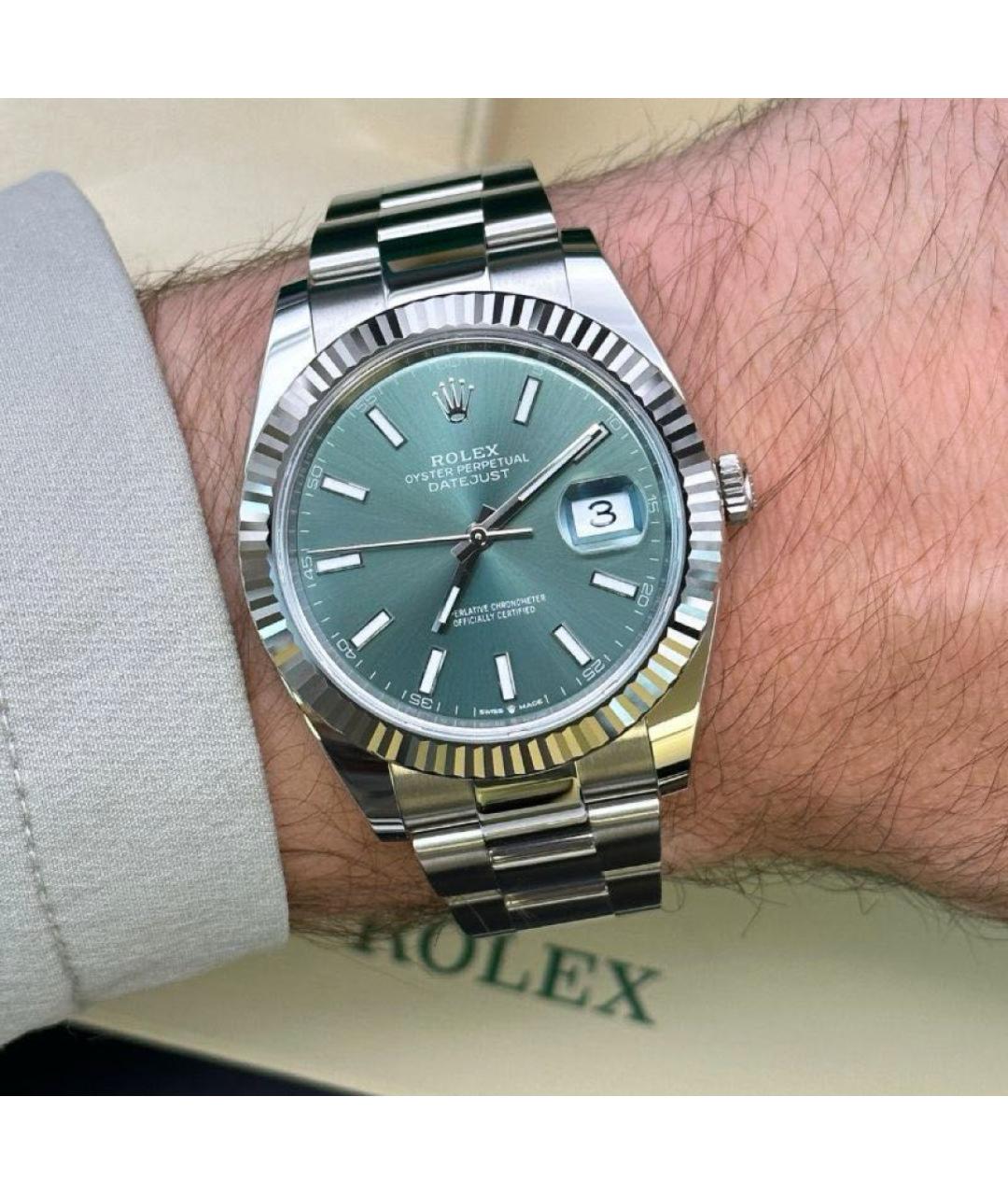 ROLEX Зеленые часы из золота и стали, фото 6