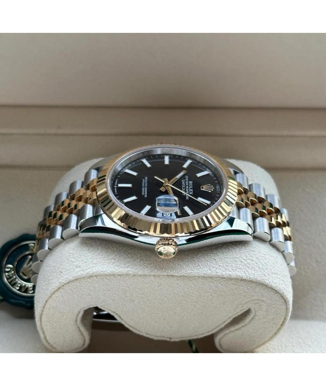 ROLEX Черные часы из желтого золота, фото 5