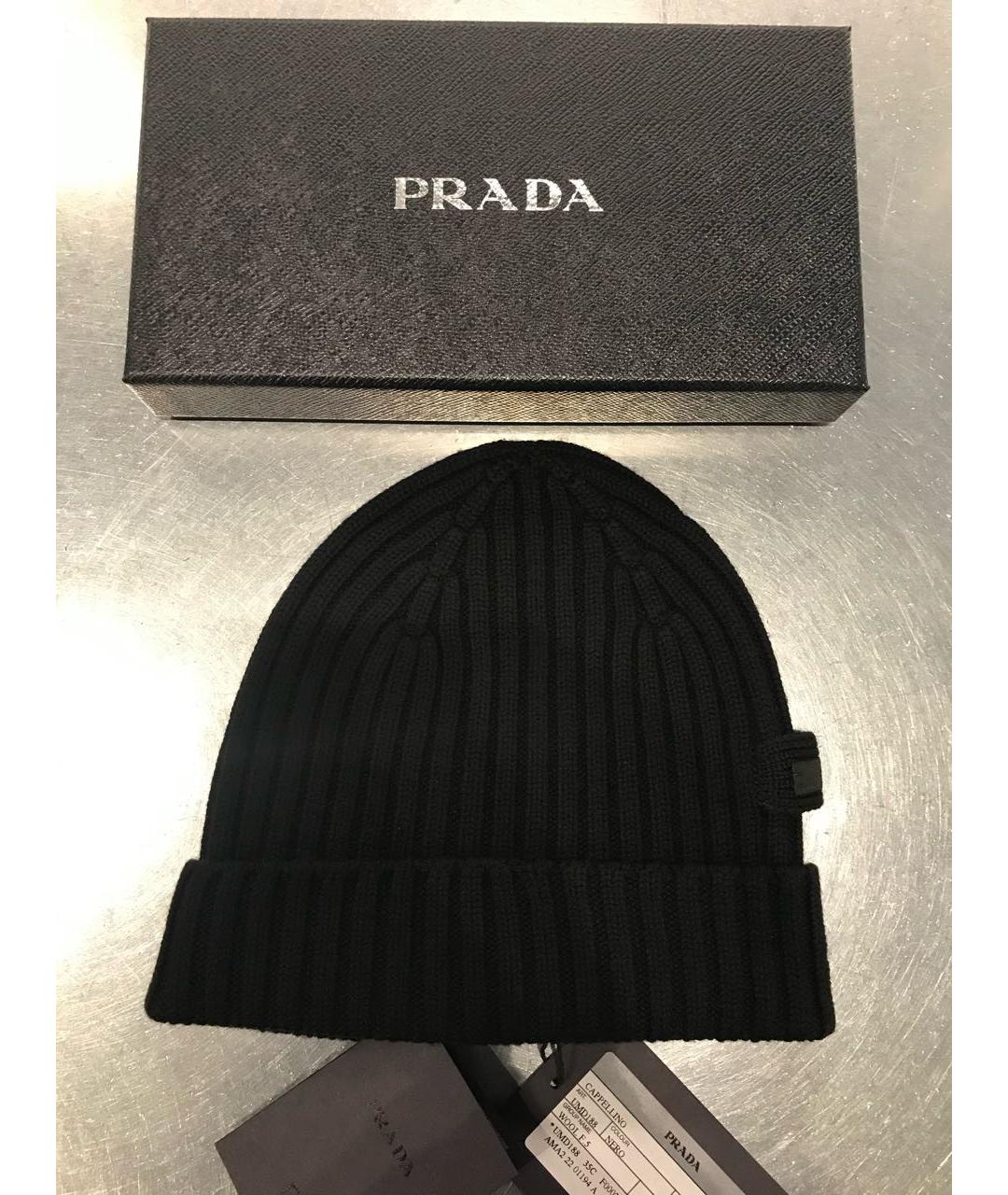 PRADA Черная шерстяная шапка, фото 8