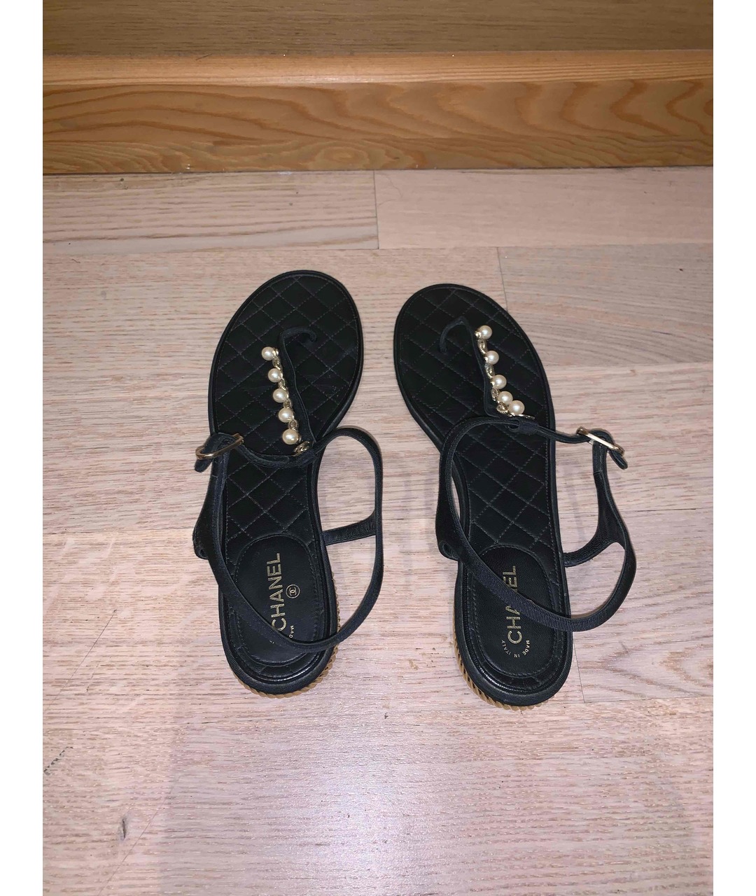 CHANEL PRE-OWNED Черные кожаные сандалии, фото 3