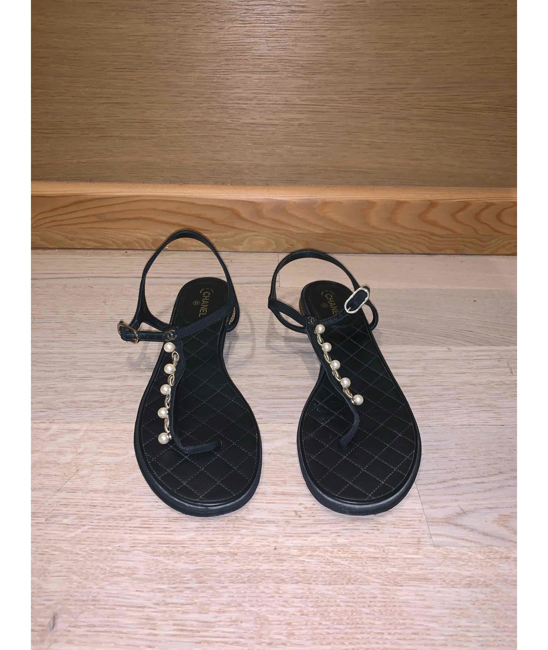 CHANEL PRE-OWNED Черные кожаные сандалии, фото 2