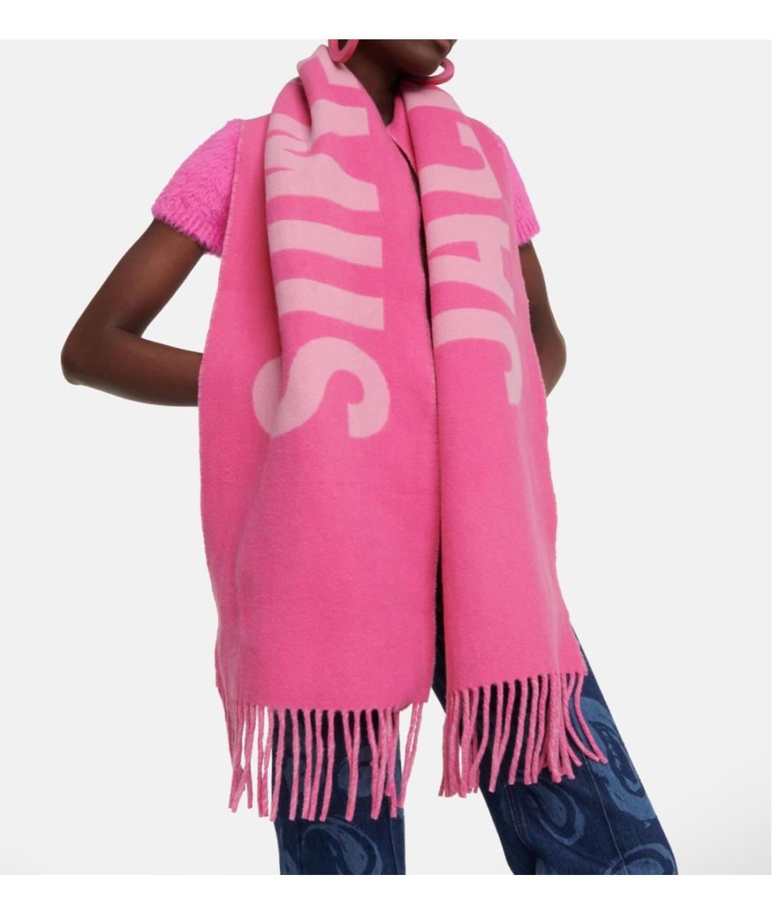 JACQUEMUS Розовый шерстяной шарф, фото 4