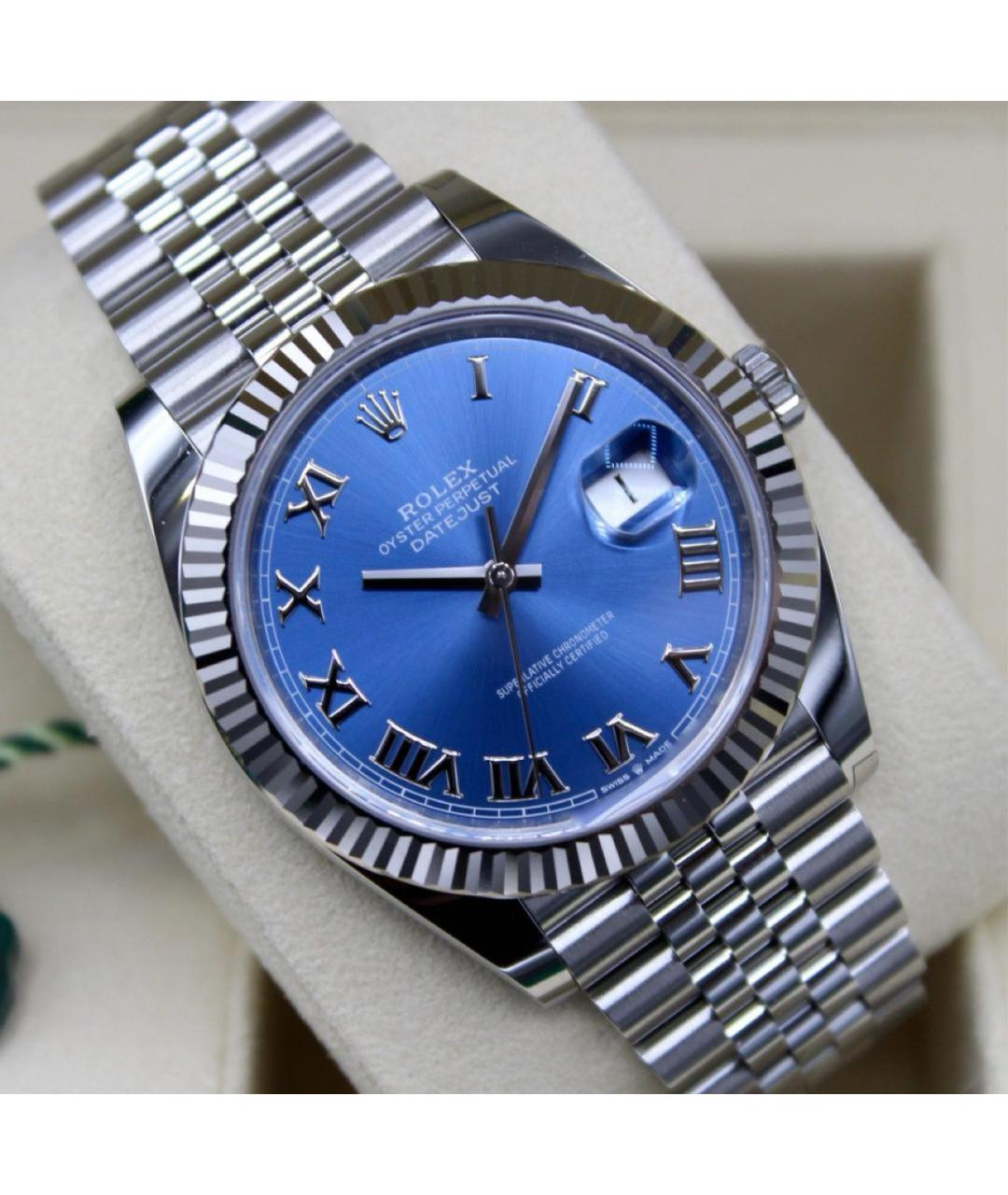 ROLEX Голубые часы из золота и стали, фото 2
