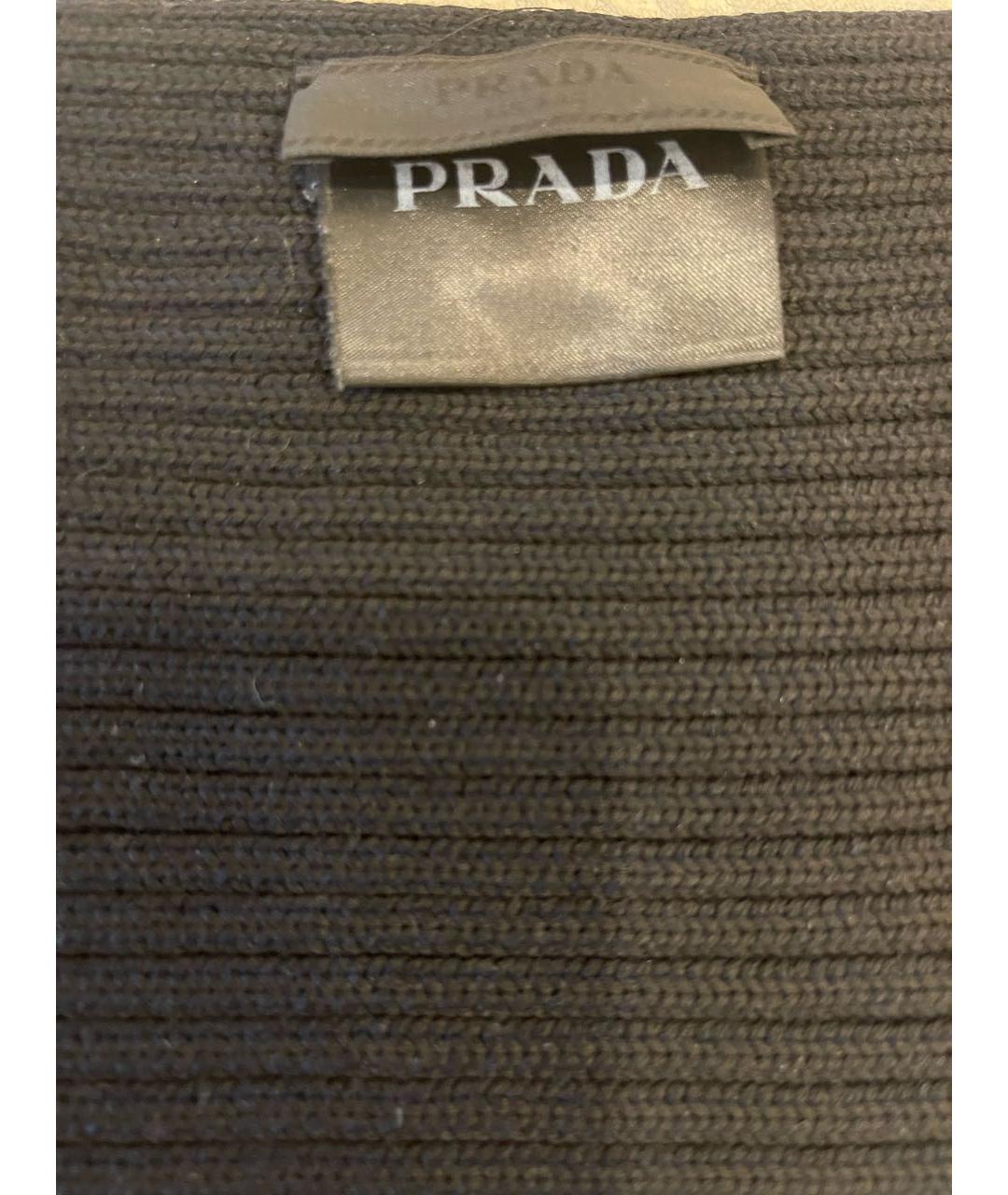 PRADA Черный шерстяной шарф, фото 4