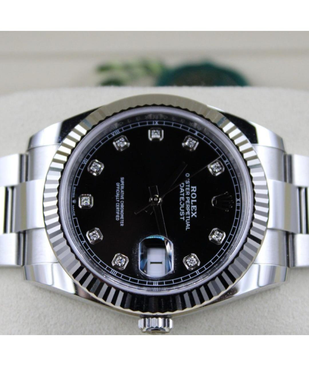 ROLEX Черные часы из белого золота, фото 4