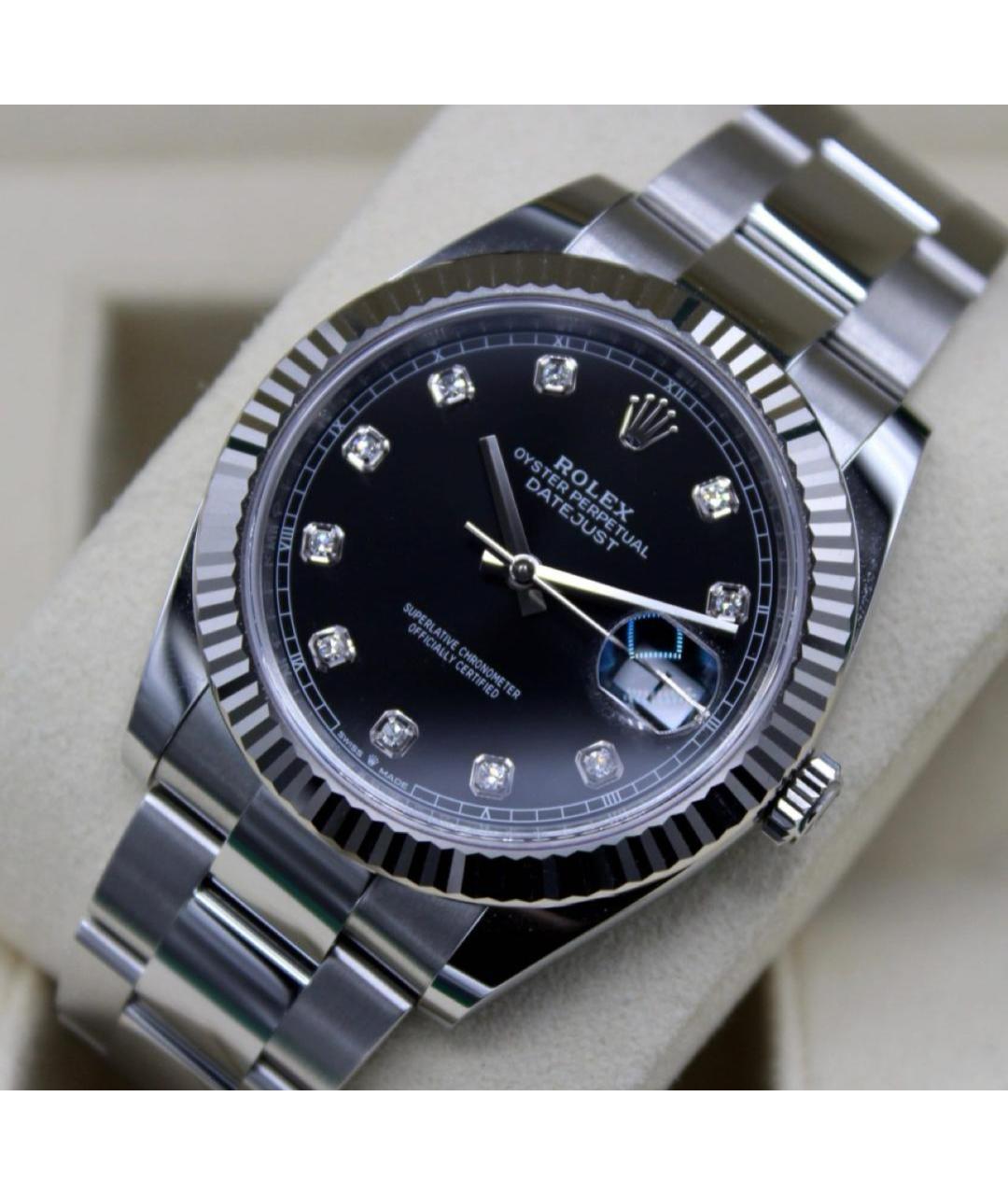 ROLEX Черные часы из белого золота, фото 3