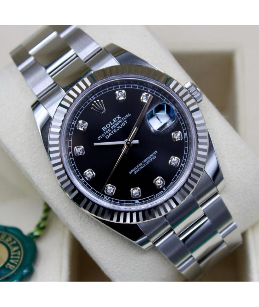 ROLEX Черные часы из белого золота, фото 2