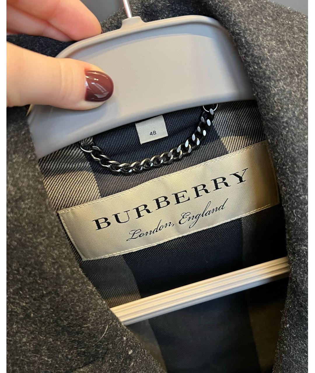 BURBERRY Черное шерстяное пальто, фото 3