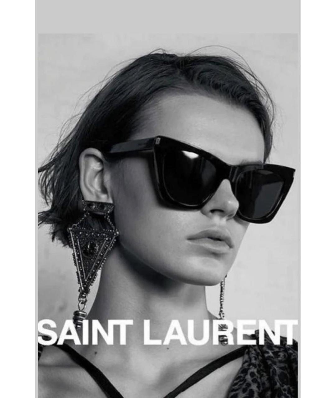 SAINT LAURENT Черные пластиковые солнцезащитные очки, фото 7