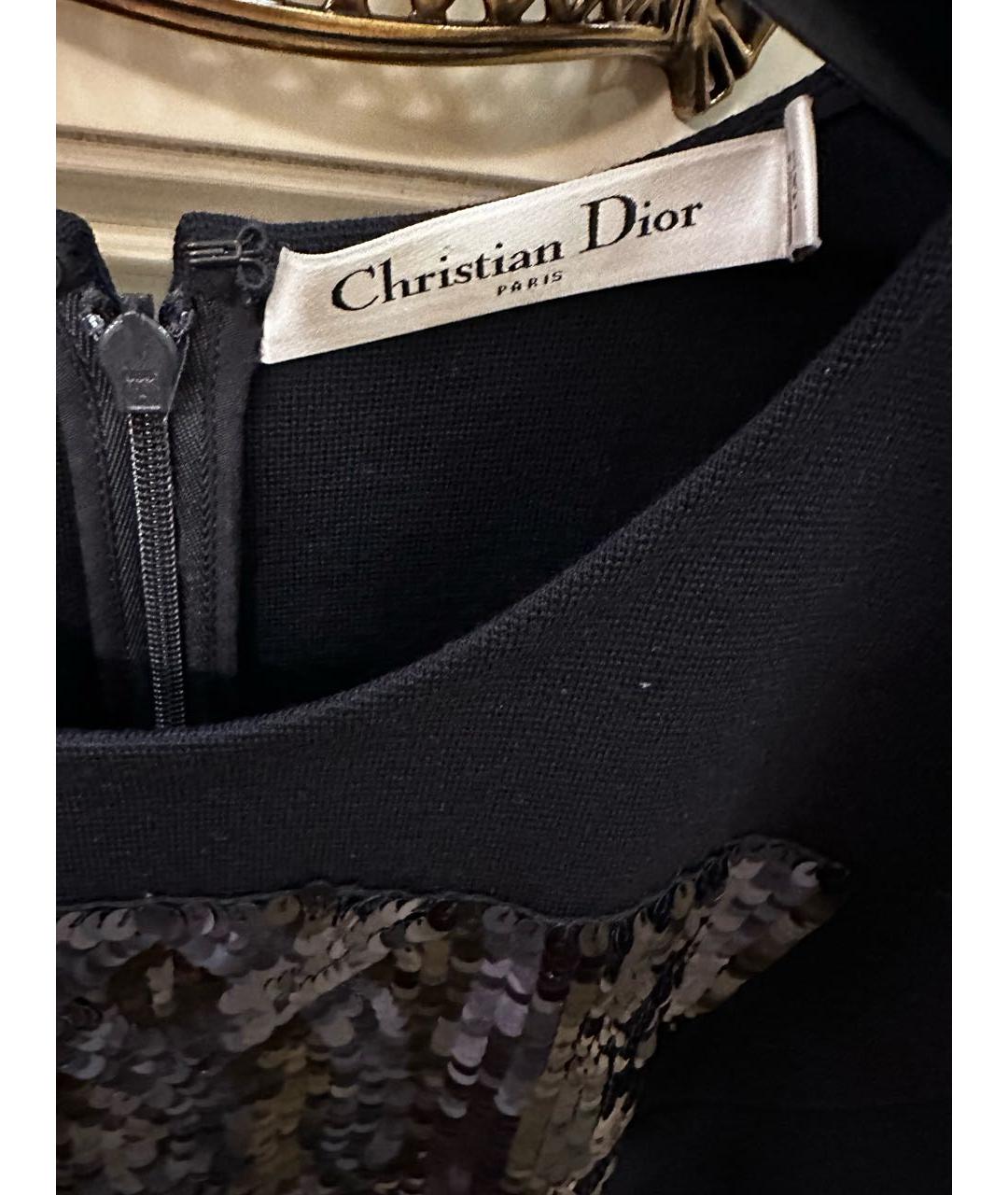 CHRISTIAN DIOR Темно-синее шерстяное коктейльное платье, фото 3