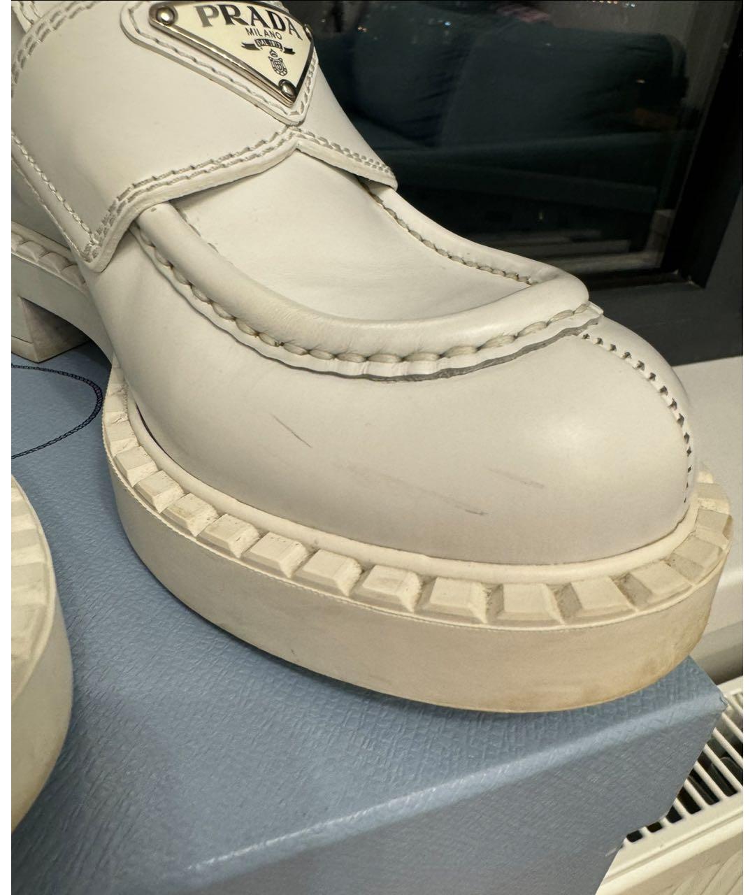 PRADA Белые кожаные лоферы, фото 5