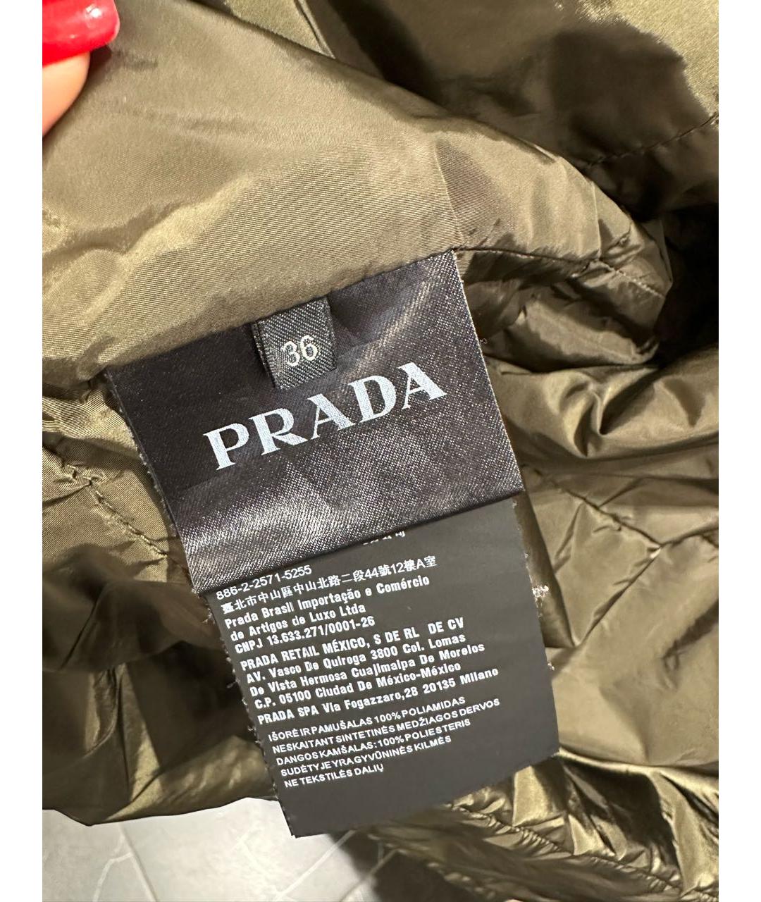 PRADA Хаки полиэстеровая куртка, фото 5