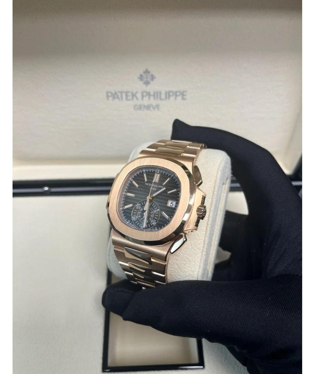 PATEK PHILIPPE Черные часы из розового золота, фото 3