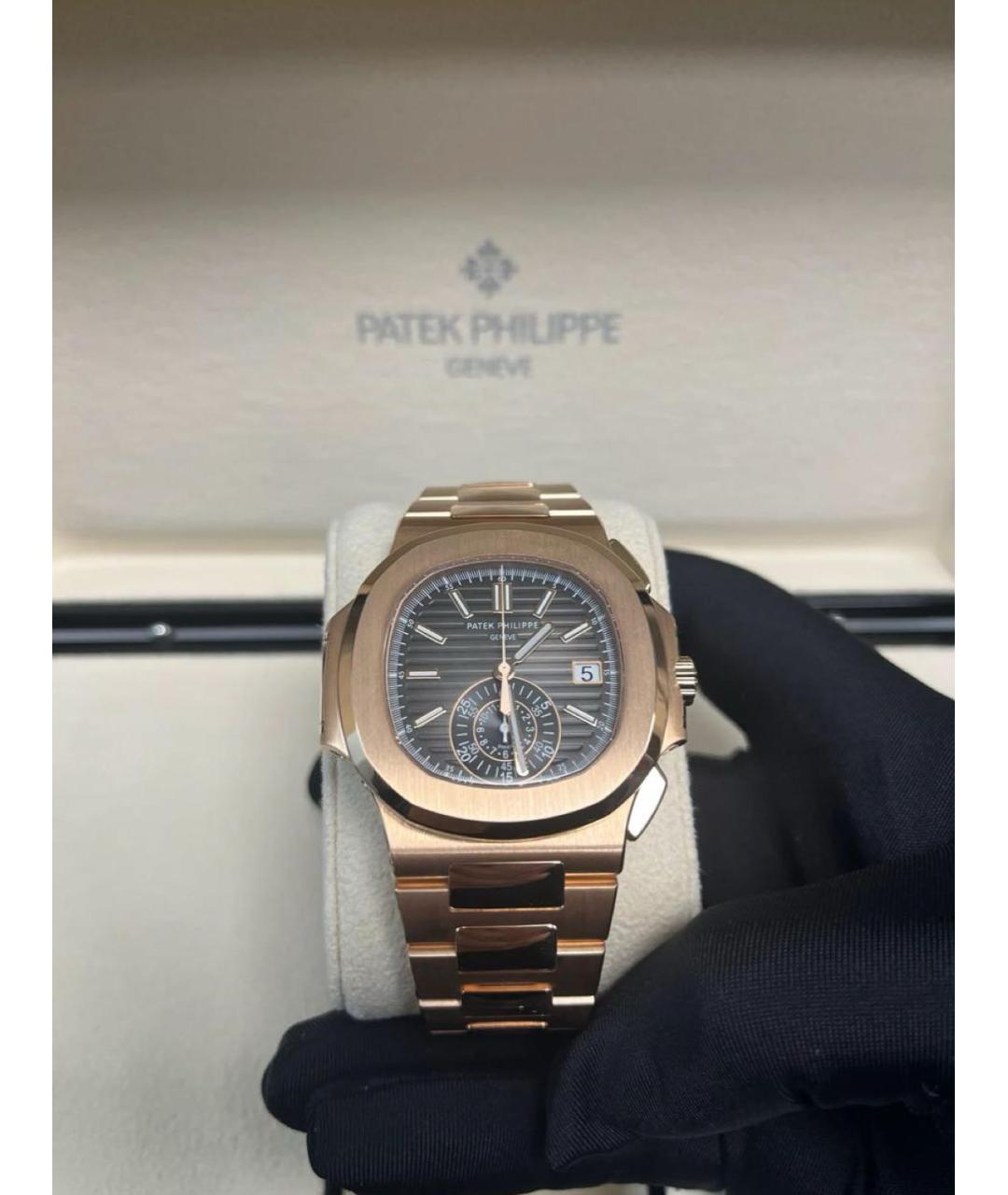 PATEK PHILIPPE Черные часы из розового золота, фото 4